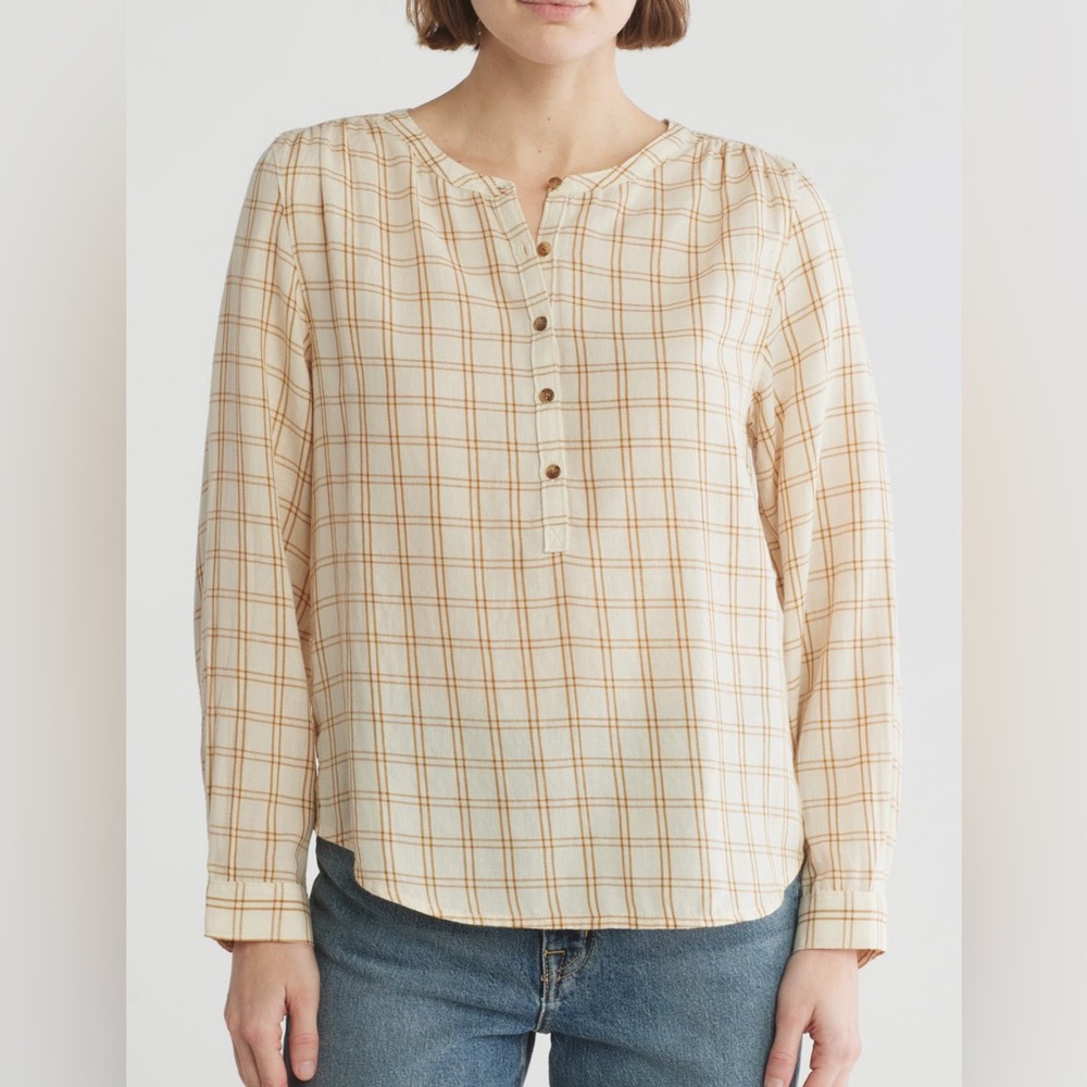 Melrose and Market Halt Placket Long Sleeve Blouse. Ladies large